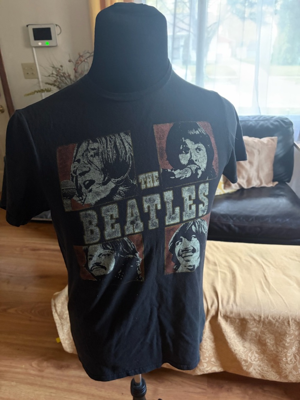 The Beatles Black Tee with Red and Yellow Portrait Panels